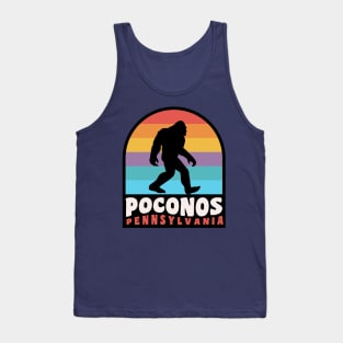 Poconos Pennsylvania Bigfoot Sasquatch Retro Sunset Tank Top